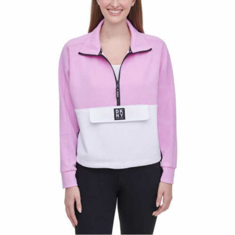 DKNY Sport Half 1/2 Zip Pullover Half Zip Casual Pocket Women Size Small HSH